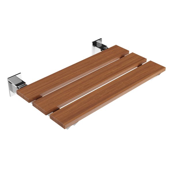 Anzzi 18.7 inL, Natural Teak Wood, Shower Seat, Polished Chrome AC-AZ202